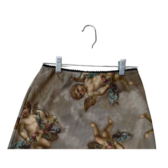 Urban Outfitters Women's Cherub Angel Print Mini Skirt S Whimsical Lightweight - Picture 2 of 7